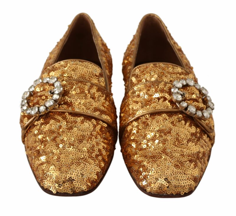 Dolce & Gabbana Elegant Gold Sequin Crystal Flats - Image 5