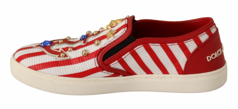 Dolce & Gabbana Stripe Print Studded Loafers - Image 2