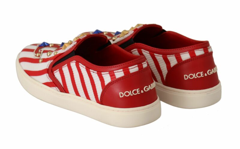 Dolce & Gabbana Stripe Print Studded Loafers - Image 7