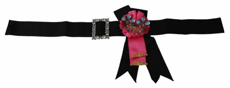 Dolce & Gabbana Elegant Floral Crystal Ribbon Waist Belt - Image 4