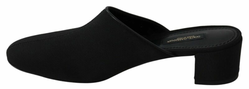 Dolce & Gabbana Chic Black Grosgrain Slide Sandals - Image 2