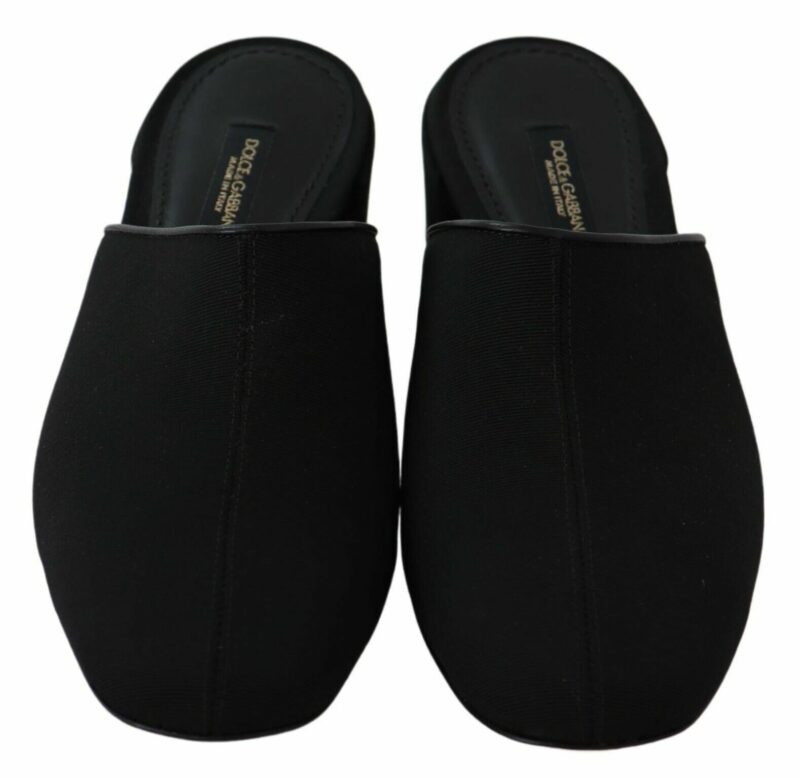 Dolce & Gabbana Chic Black Grosgrain Slide Sandals - Image 5