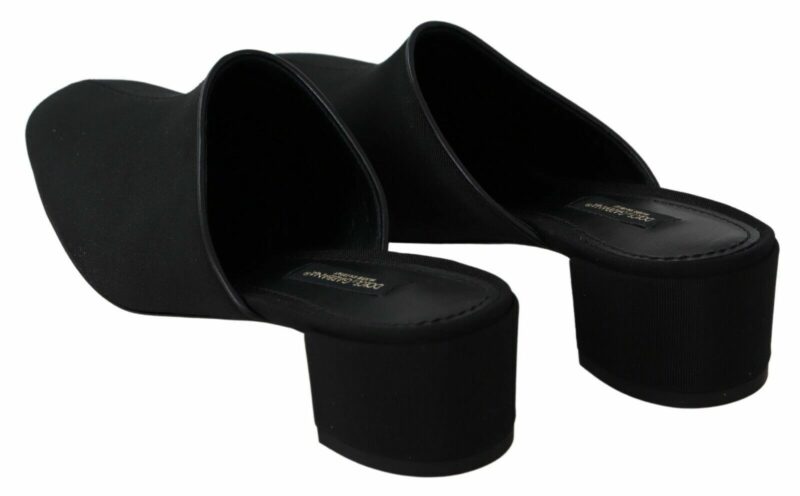 Dolce & Gabbana Chic Black Grosgrain Slide Sandals - Image 7