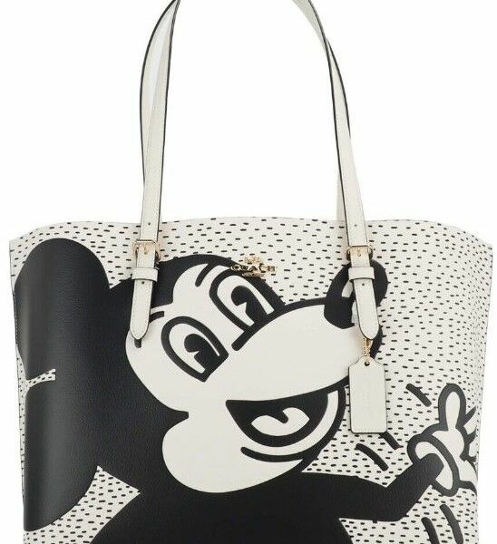 COACH (C6978) Mickey Mouse X Keith Haring Mollie Large Leather Shoulder Tote Bag