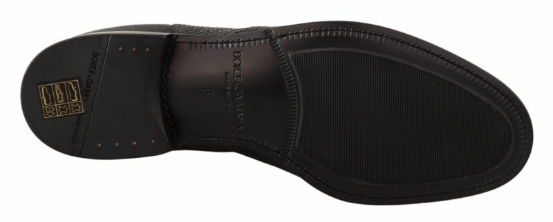 Dolce & Gabbana Elegant Black Leather Lizard Skin Derby Boots - Image 6