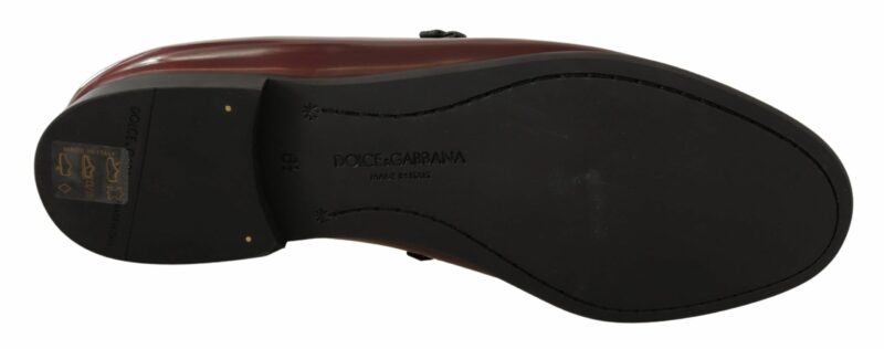 Dolce & Gabbana Elegant Bordeaux Leather Loafers - Image 2
