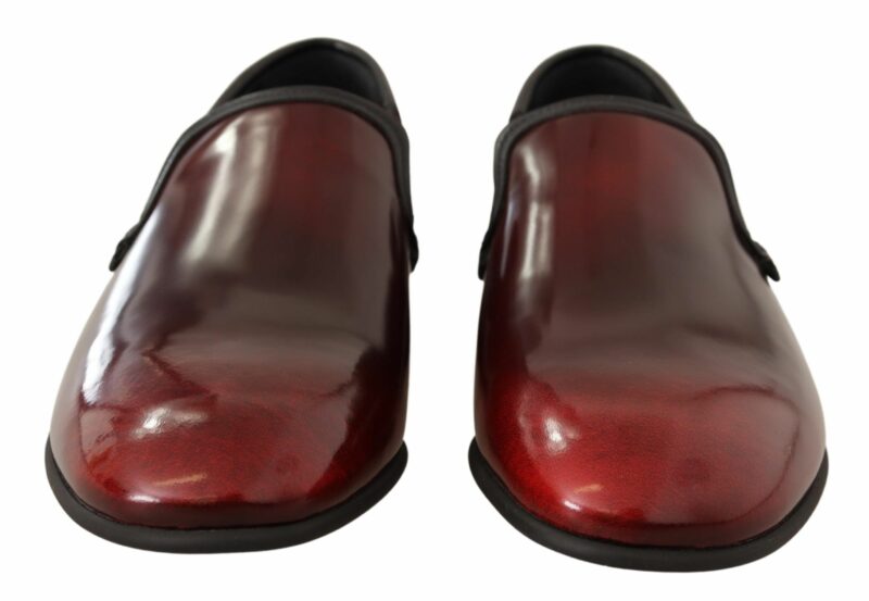 Dolce & Gabbana Elegant Bordeaux Leather Loafers - Image 4