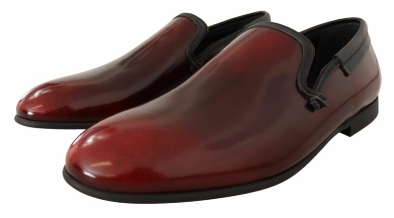 Dolce & Gabbana Elegant Bordeaux Leather Loafers - Image 5