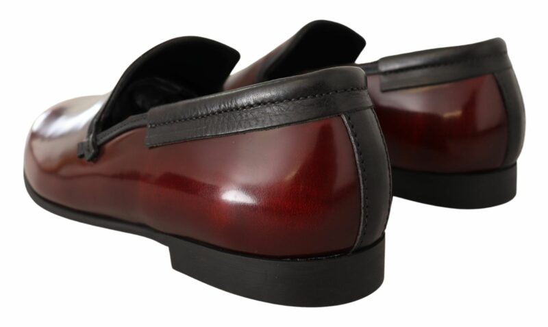 Dolce & Gabbana Elegant Bordeaux Leather Loafers - Image 6