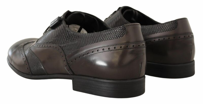 Dolce & Gabbana Elegant Brown Lizard Leather Oxford Shoes - Image 3