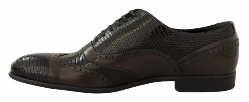 Dolce & Gabbana Elegant Brown Lizard Leather Oxford Shoes - Image 4