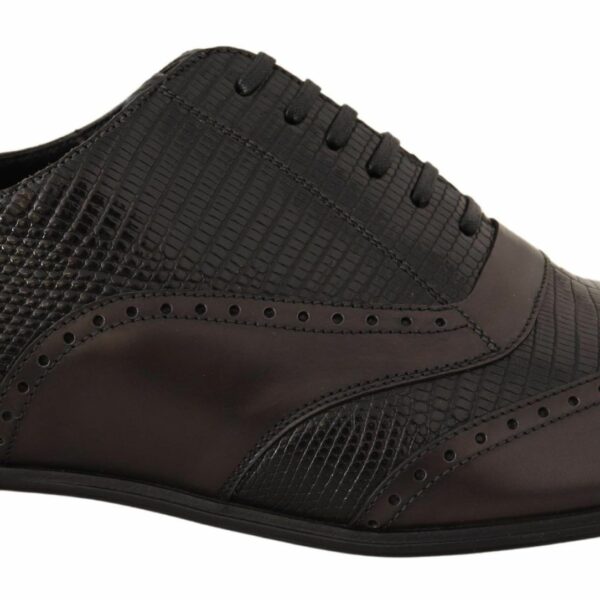 Dolce & Gabbana Elegant Brown Lizard Leather Oxford Shoes