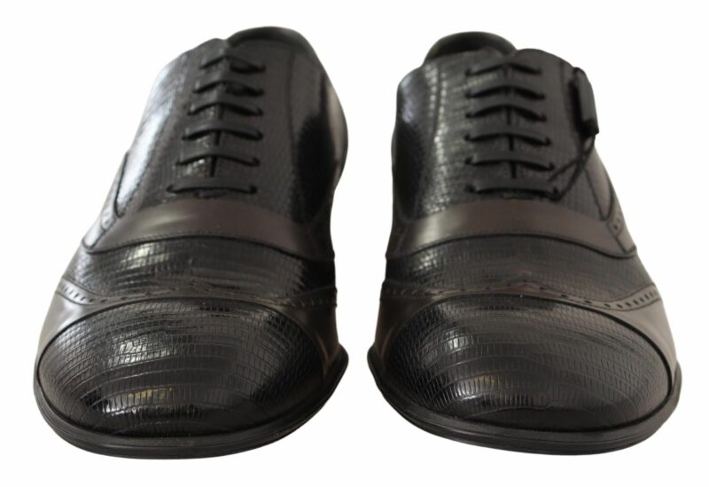 Dolce & Gabbana Elegant Brown Lizard Leather Oxford Shoes - Image 7