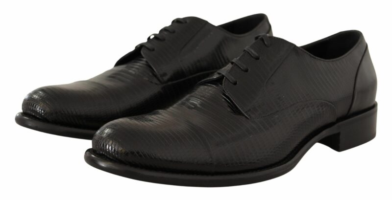 Dolce & Gabbana Elegant Black Lizard Skin Derby Shoes - Image 2