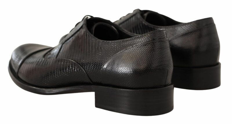 Dolce & Gabbana Elegant Black Lizard Skin Derby Shoes - Image 3