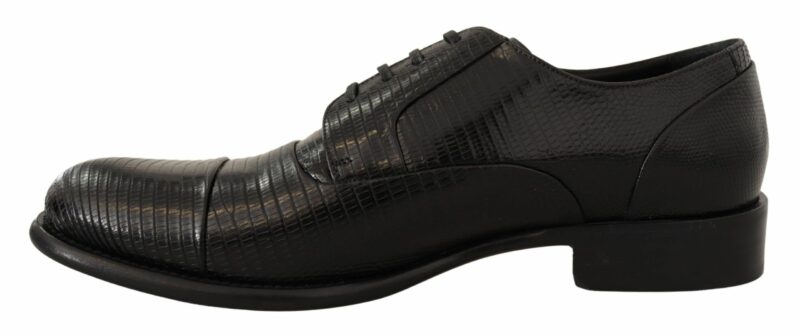 Dolce & Gabbana Elegant Black Lizard Skin Derby Shoes - Image 4