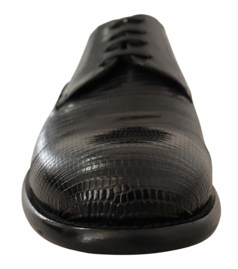 Dolce & Gabbana Elegant Black Lizard Skin Derby Shoes - Image 6