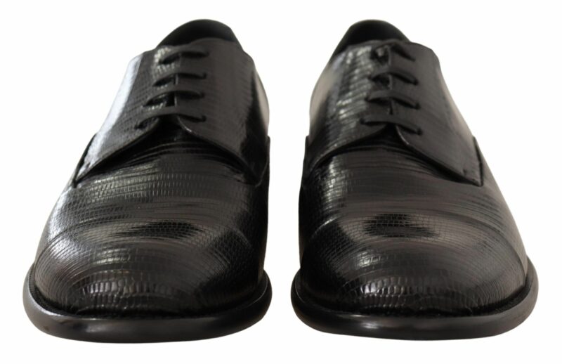 Dolce & Gabbana Elegant Black Lizard Skin Derby Shoes - Image 8
