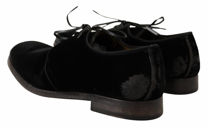 Dolce & Gabbana Elegant Black Velvet Derby Shoes - Image 3