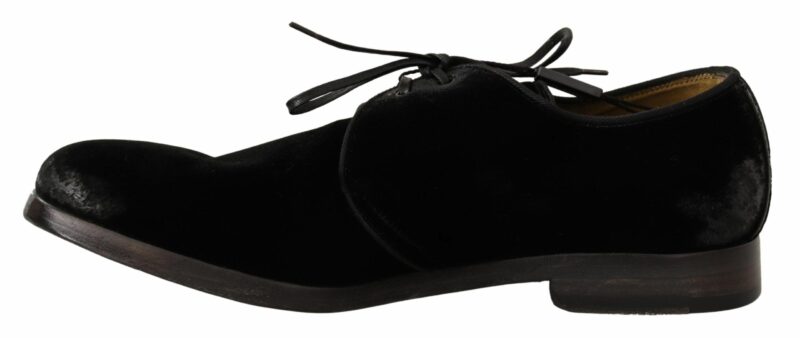 Dolce & Gabbana Elegant Black Velvet Derby Shoes - Image 4