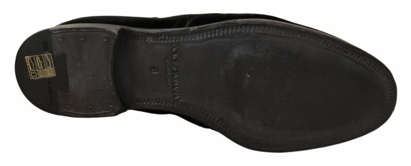 Dolce & Gabbana Elegant Black Velvet Derby Shoes - Image 5