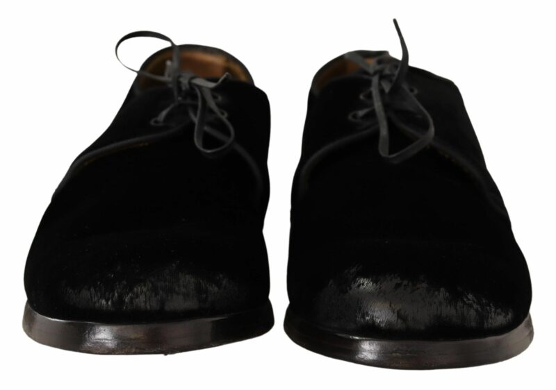 Dolce & Gabbana Elegant Black Velvet Derby Shoes - Image 6