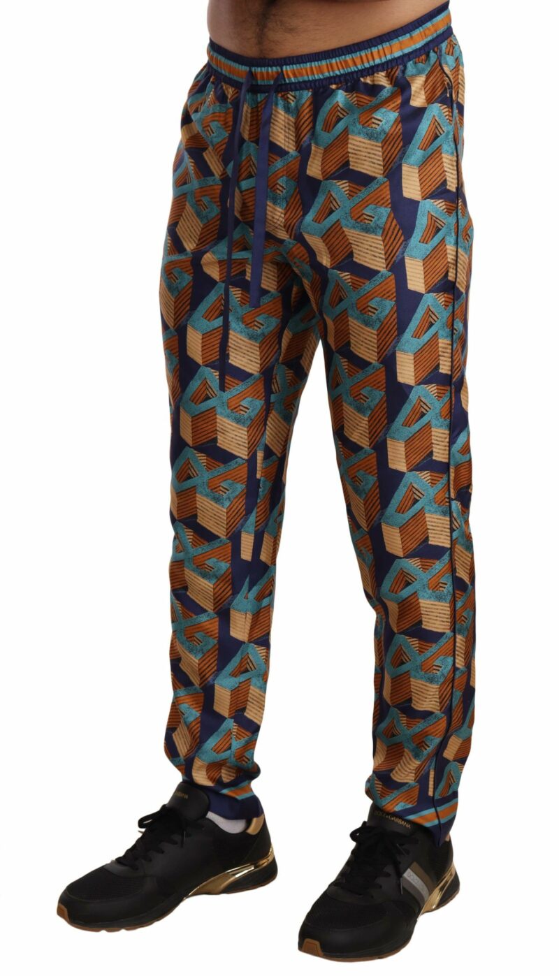 Dolce & Gabbana Elegant Silk Jogger Pants with Vibrant Print - Image 2