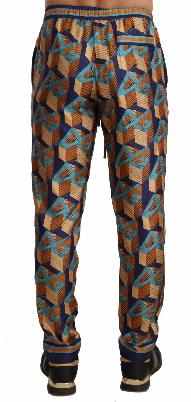 Dolce & Gabbana Elegant Silk Jogger Pants with Vibrant Print - Image 3