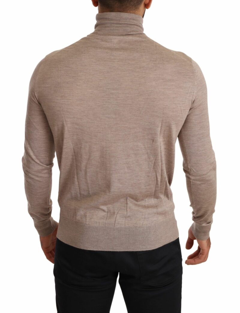 Dolce & Gabbana Beige Turtleneck Cashmere-Silk Blend Sweater - Image 3