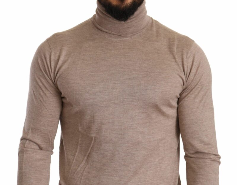 Dolce & Gabbana Beige Turtleneck Cashmere-Silk Blend Sweater - Image 4