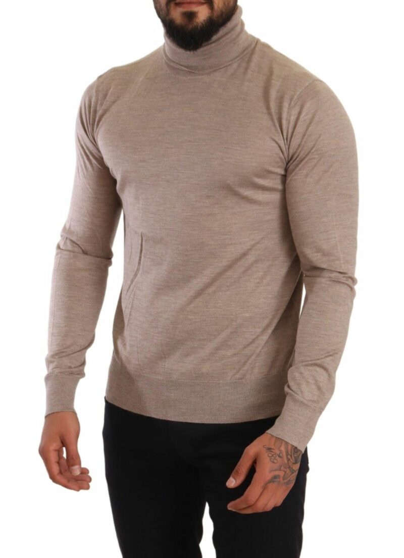 Dolce & Gabbana Beige Turtleneck Cashmere-Silk Blend Sweater - Image 5