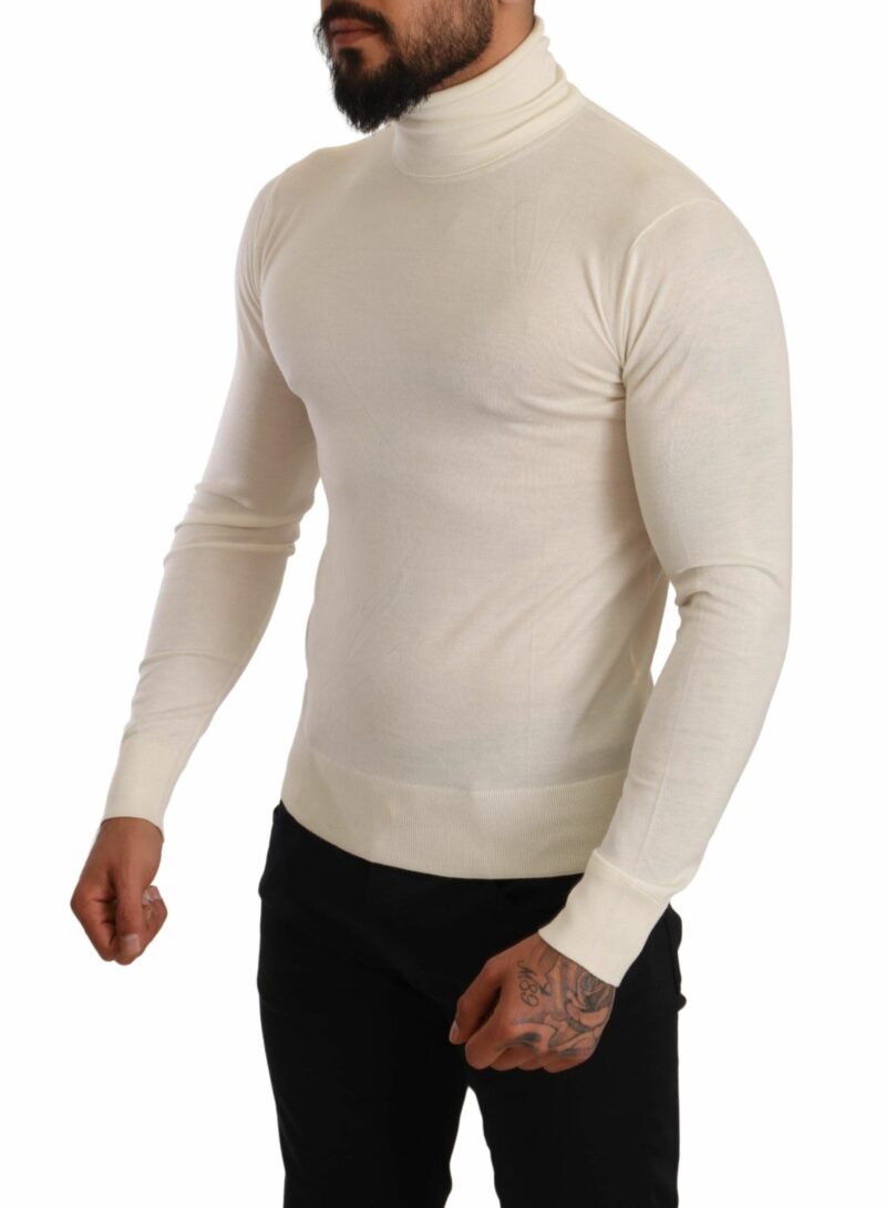 Dolce & Gabbana Ivory Cashmere-Silk Blend Turtleneck Sweater - Image 2