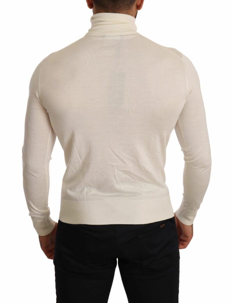 Dolce & Gabbana Ivory Cashmere-Silk Blend Turtleneck Sweater - Image 3