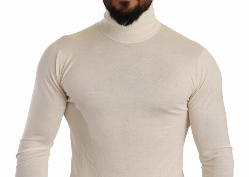 Dolce & Gabbana Ivory Cashmere-Silk Blend Turtleneck Sweater - Image 4