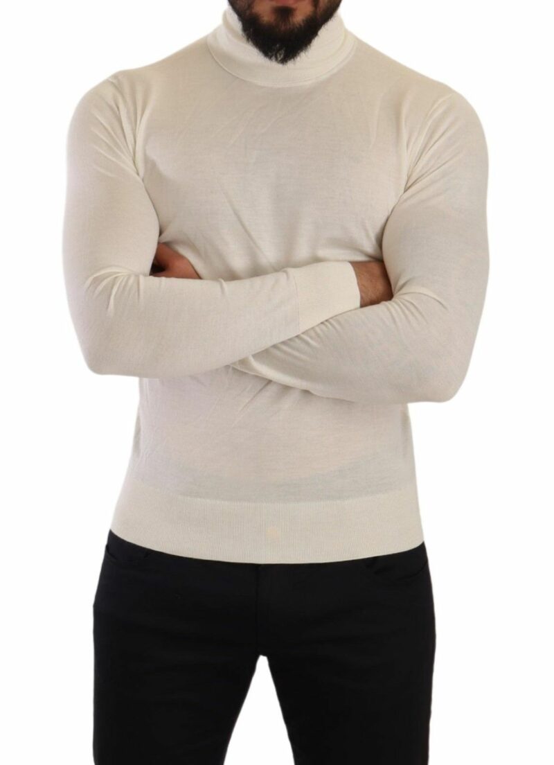 Dolce & Gabbana Ivory Cashmere-Silk Blend Turtleneck Sweater - Image 5