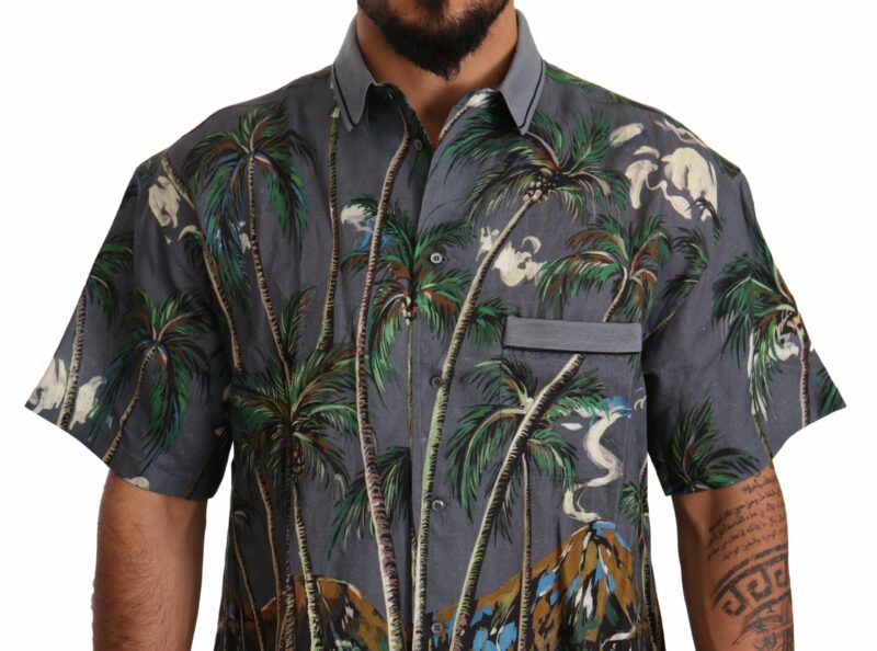 Dolce & Gabbana Tropical Elegance Linen Silk Men's Shirt - Image 4