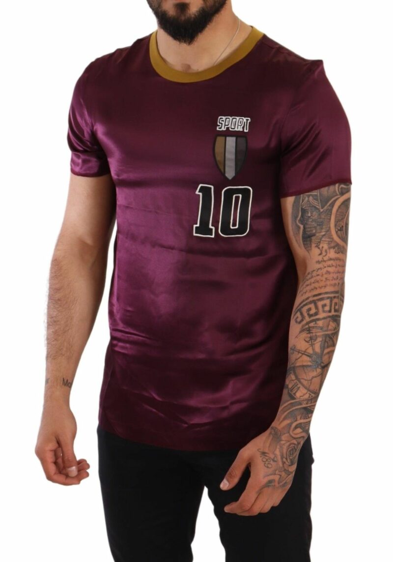 Dolce & Gabbana Elegant Purple Silk Short Sleeve T-Shirt - Image 5