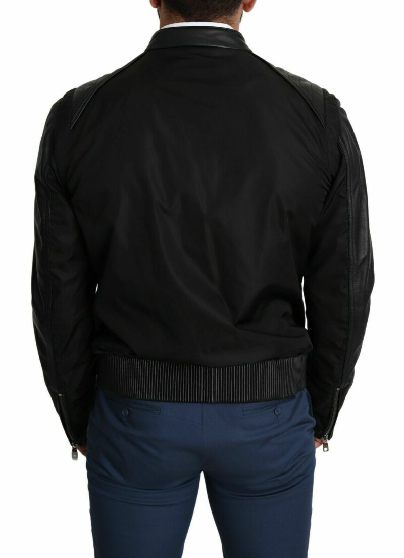 Dolce & Gabbana Elegant Black Bomber with Leather Accents - Image 3