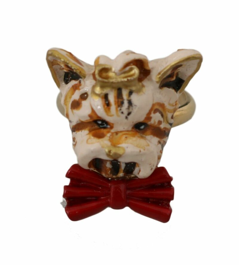 Dolce & Gabbana Elegant Canine-Inspired Gold Tone Ring - Image 5