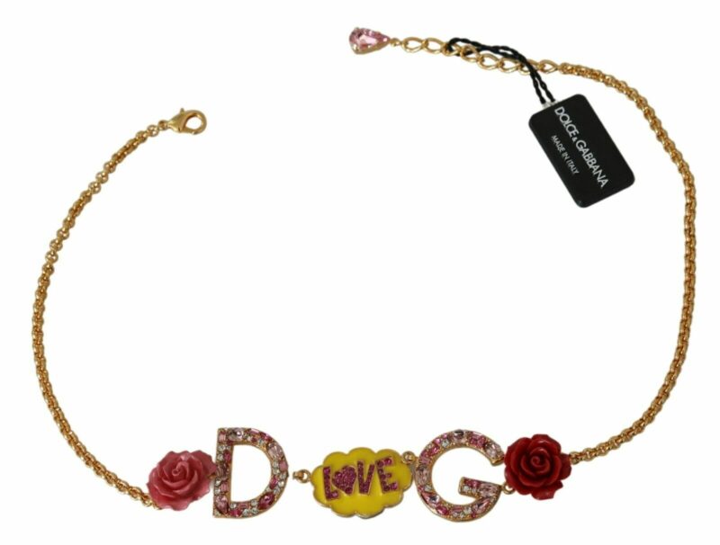Dolce & Gabbana Gold Crystal Charm Statement Necklace - Image 4