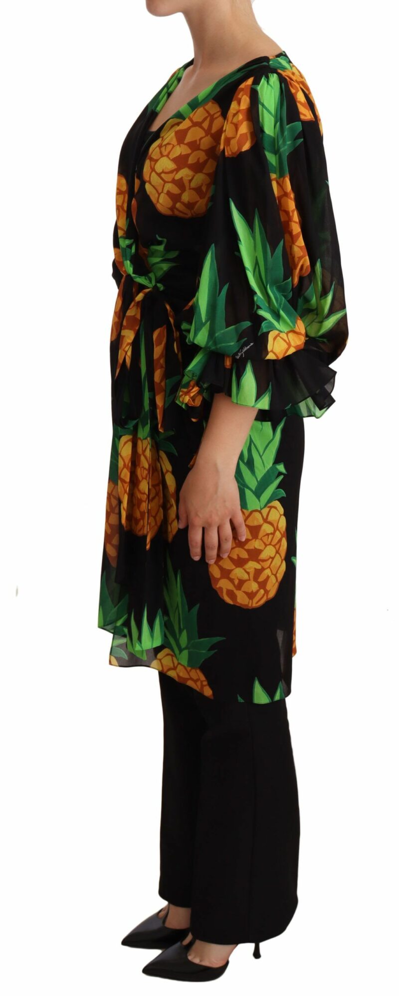 Dolce & Gabbana Vibrant Pineapple Draped Wrap Dress - Image 2