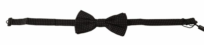 Dolce & Gabbana Elegant Black Patterned Silk Bow Tie - Image 3