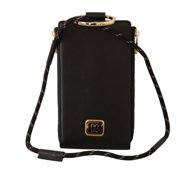Dolce & Gabbana Elegant Black Leather Strapped Wallet - Image 3