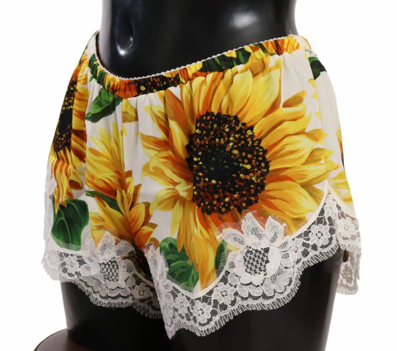 Dolce & Gabbana Sunflower Lace Lingerie Shorts - Silk Blend - Image 2