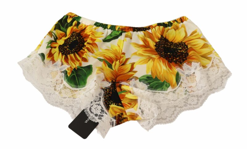 Dolce & Gabbana Sunflower Lace Lingerie Shorts - Silk Blend - Image 4