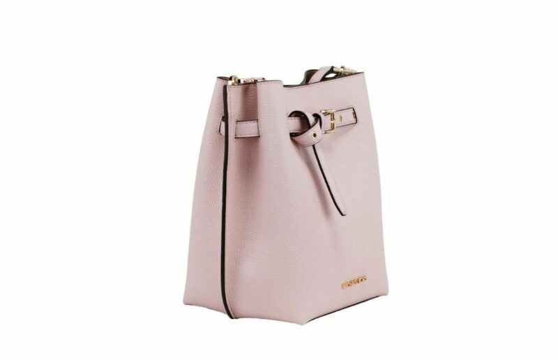Michael Kors Emilia Small Powder Blush Pebble Leather Bucket Messenger Handbag - Image 2