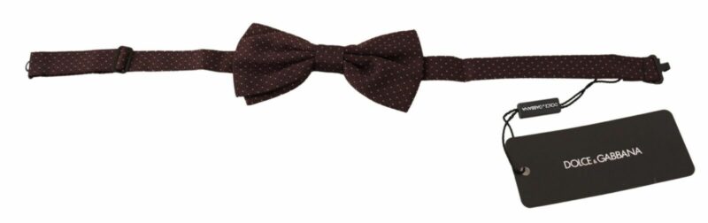 Dolce & Gabbana Elegant Brown Dot Pattern Silk Bow Tie - Image 3