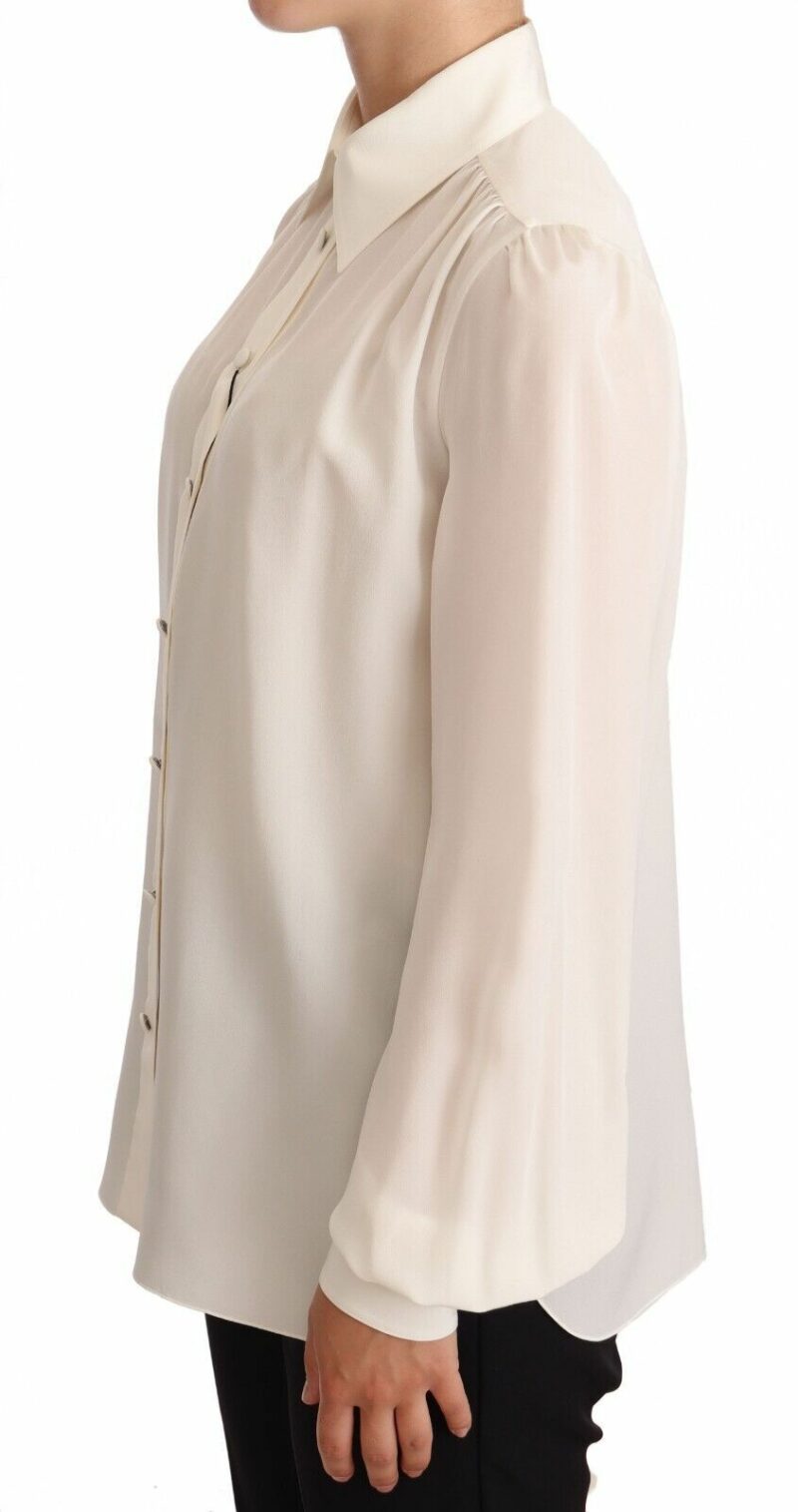 Dolce & Gabbana Elegant Silk Top in Off White - Image 2