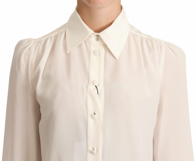Dolce & Gabbana Elegant Silk Top in Off White - Image 4