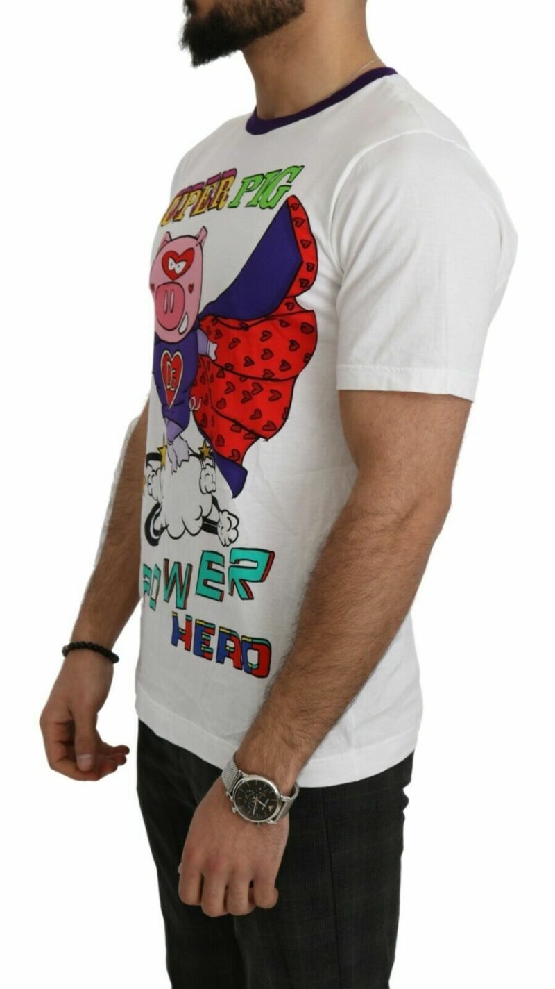 Dolce & Gabbana Chic White Cotton Pig Motif Tee - Image 2